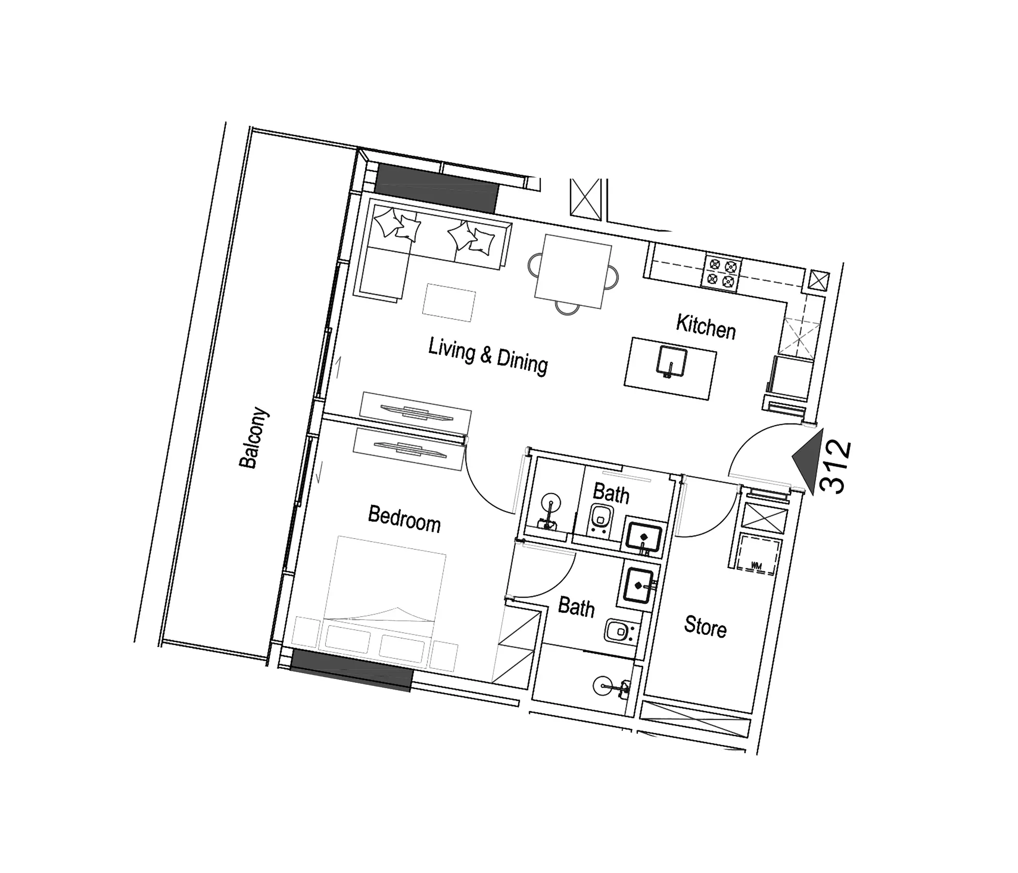 15 Cascade Type E, 1 bed