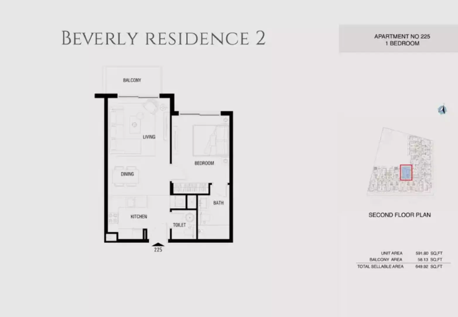 Beverly Residence Phase 2 By HMB Type 14, 1 bed