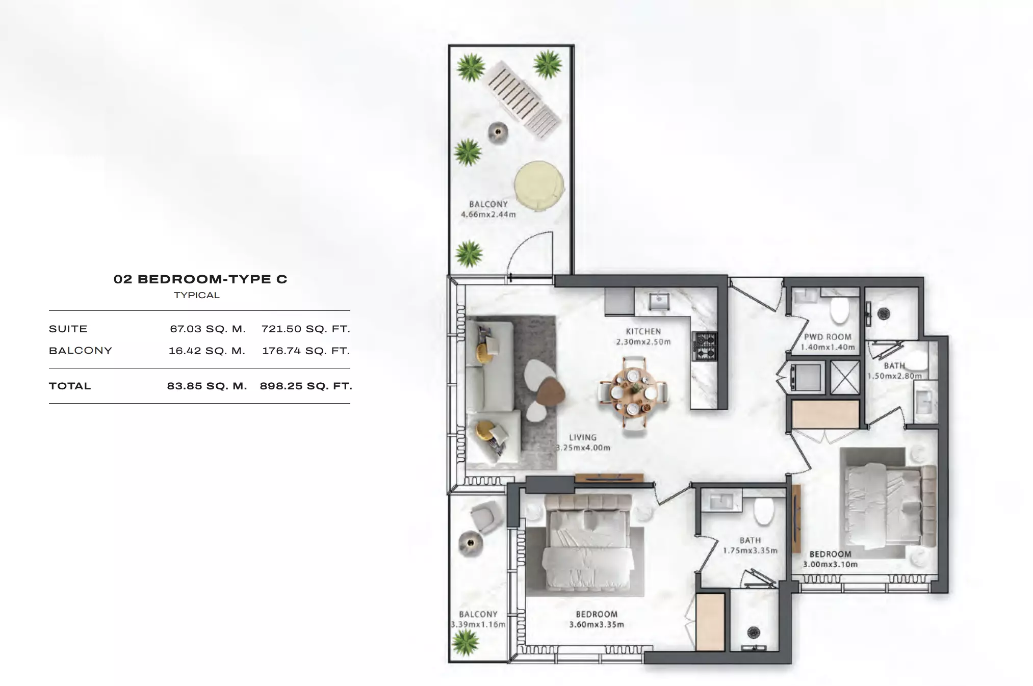 One Central Type C, 2 beds