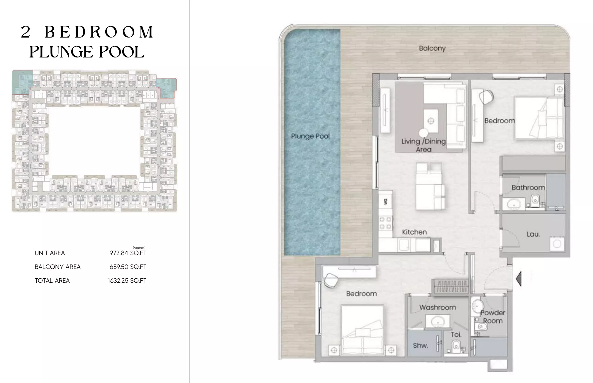 One Beverly Type B, 2 beds