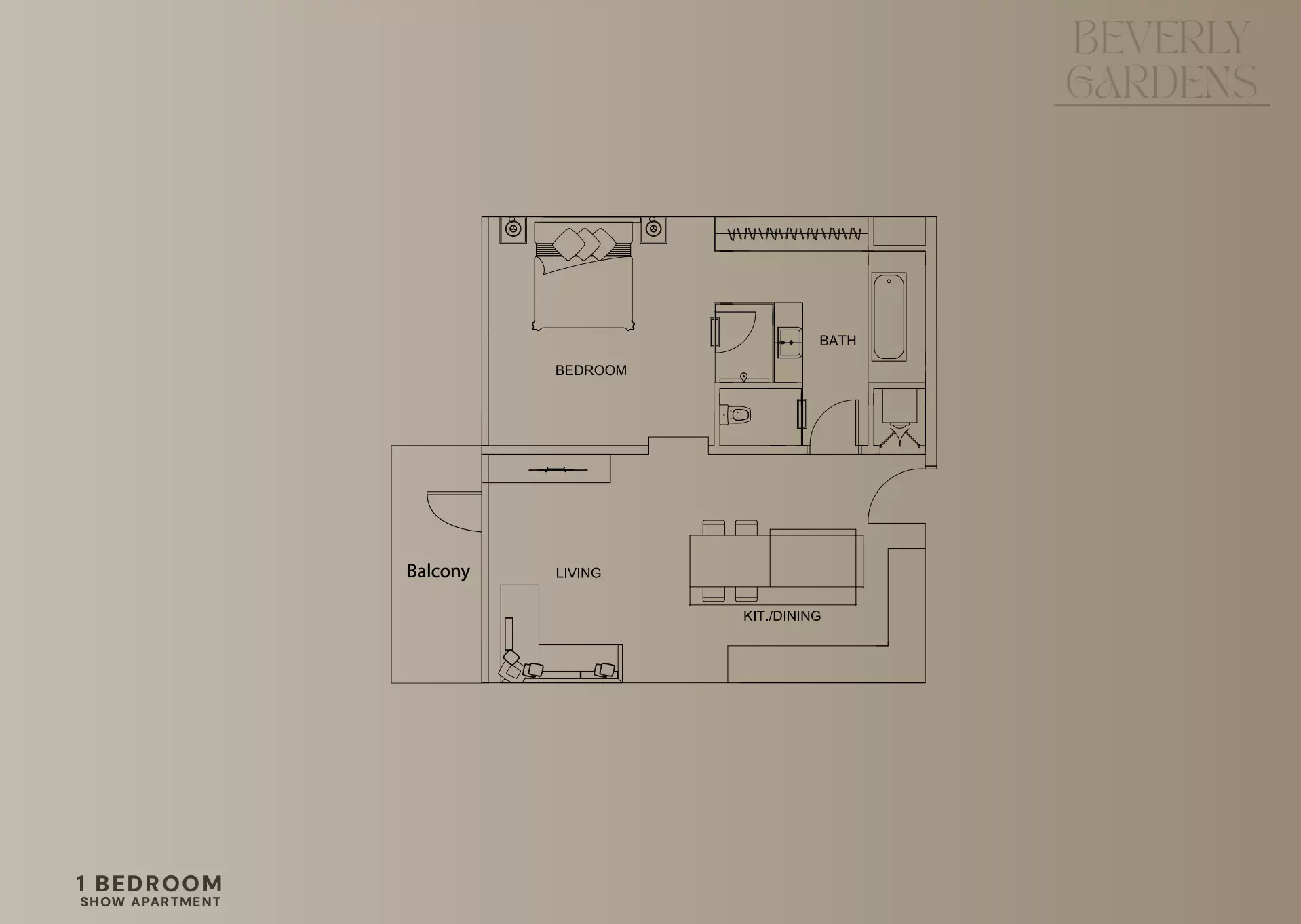 Beverly Gardens Type E, 1 bed