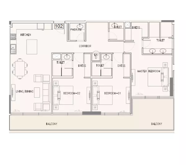 The Grove By Iman Type A, 3 beds