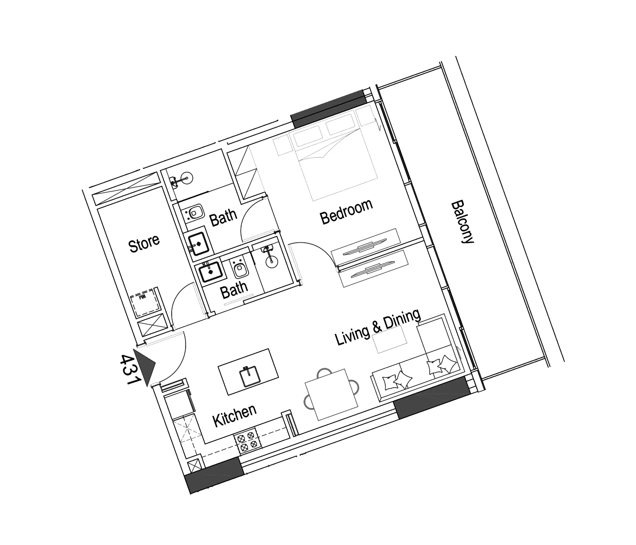 15 Cascade Type D, 1 bed
