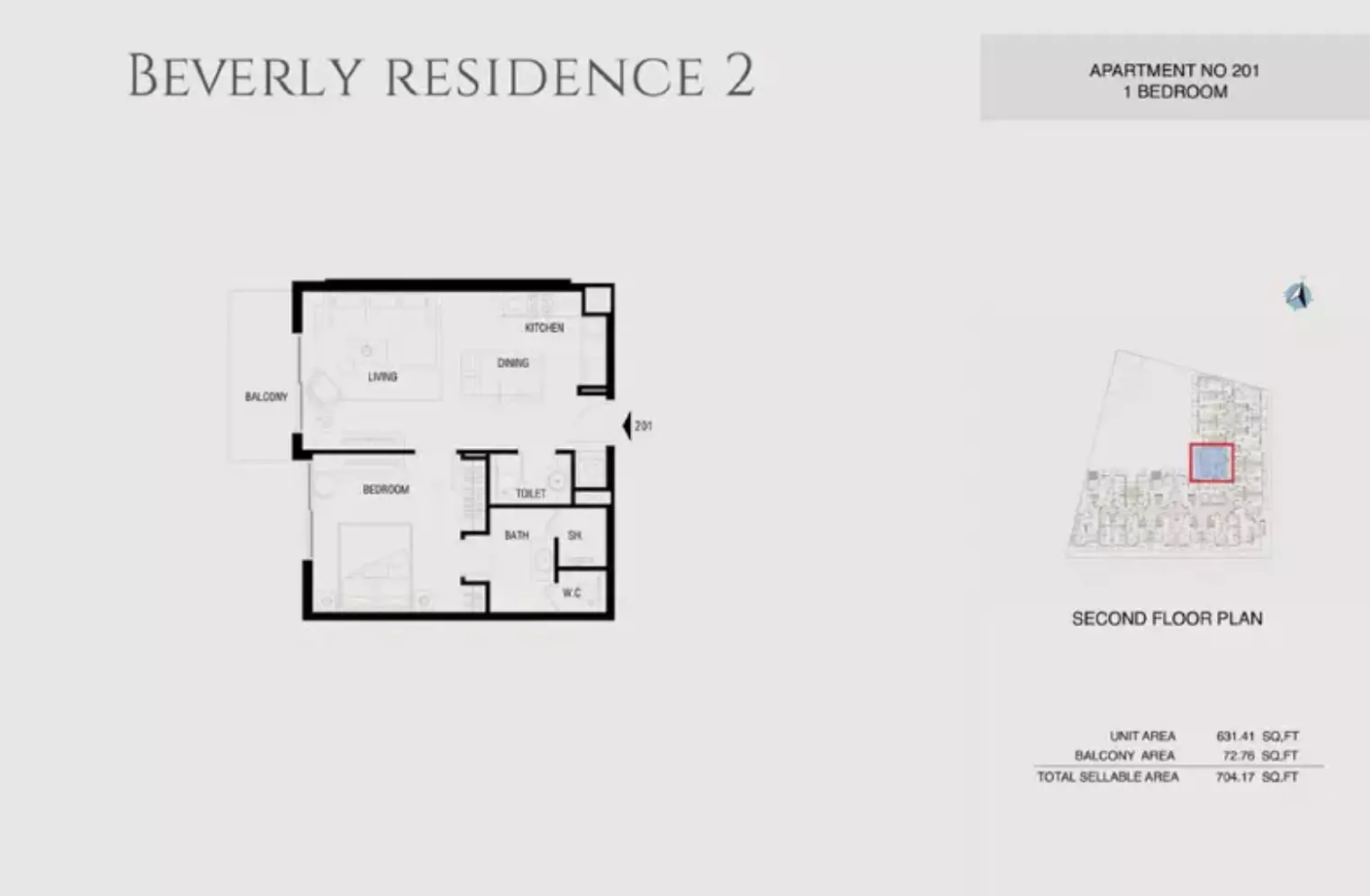 Beverly Residence Phase 2 By HMB Type 8, 1 bed