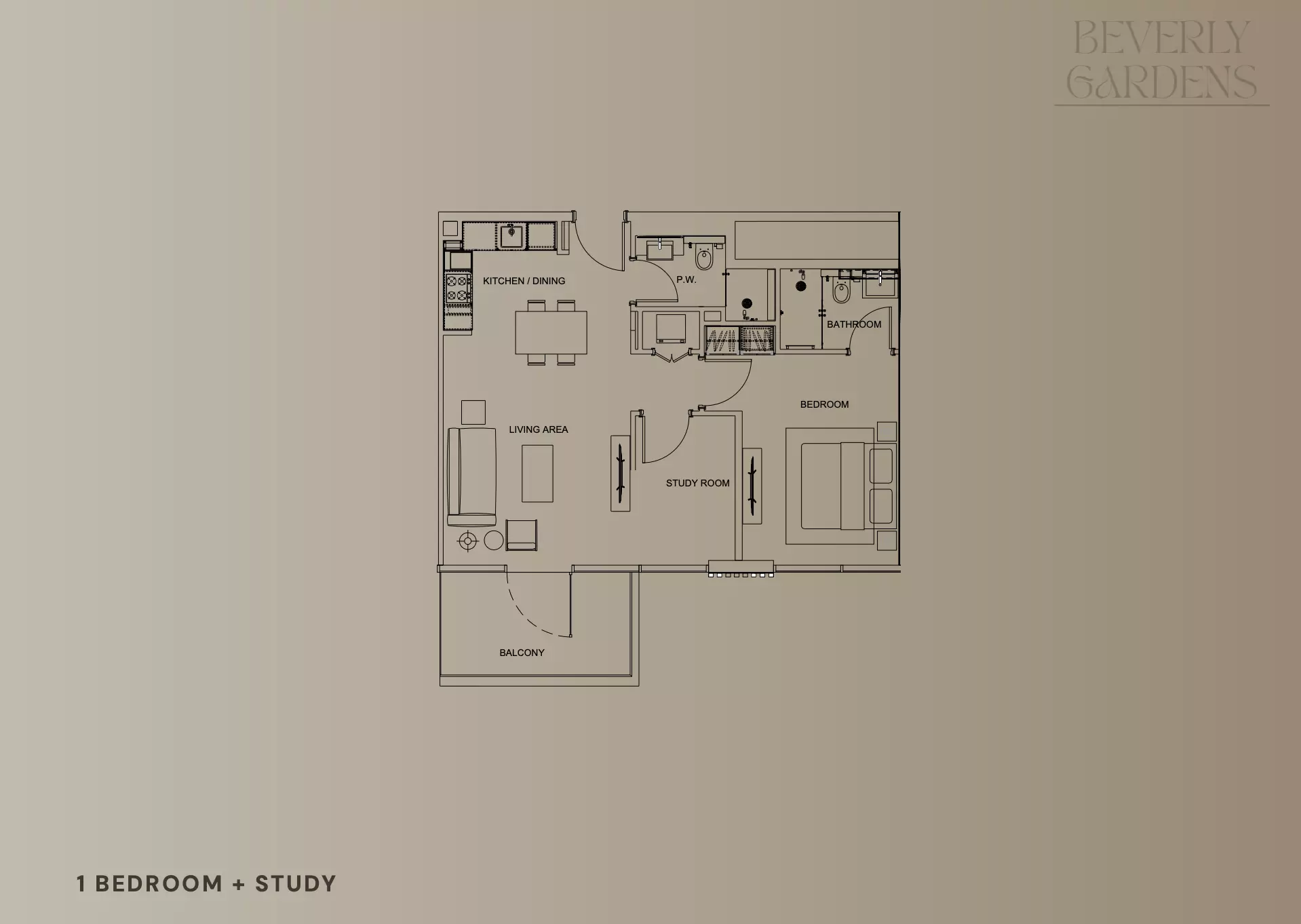 Beverly Gardens Type C, 1 bed