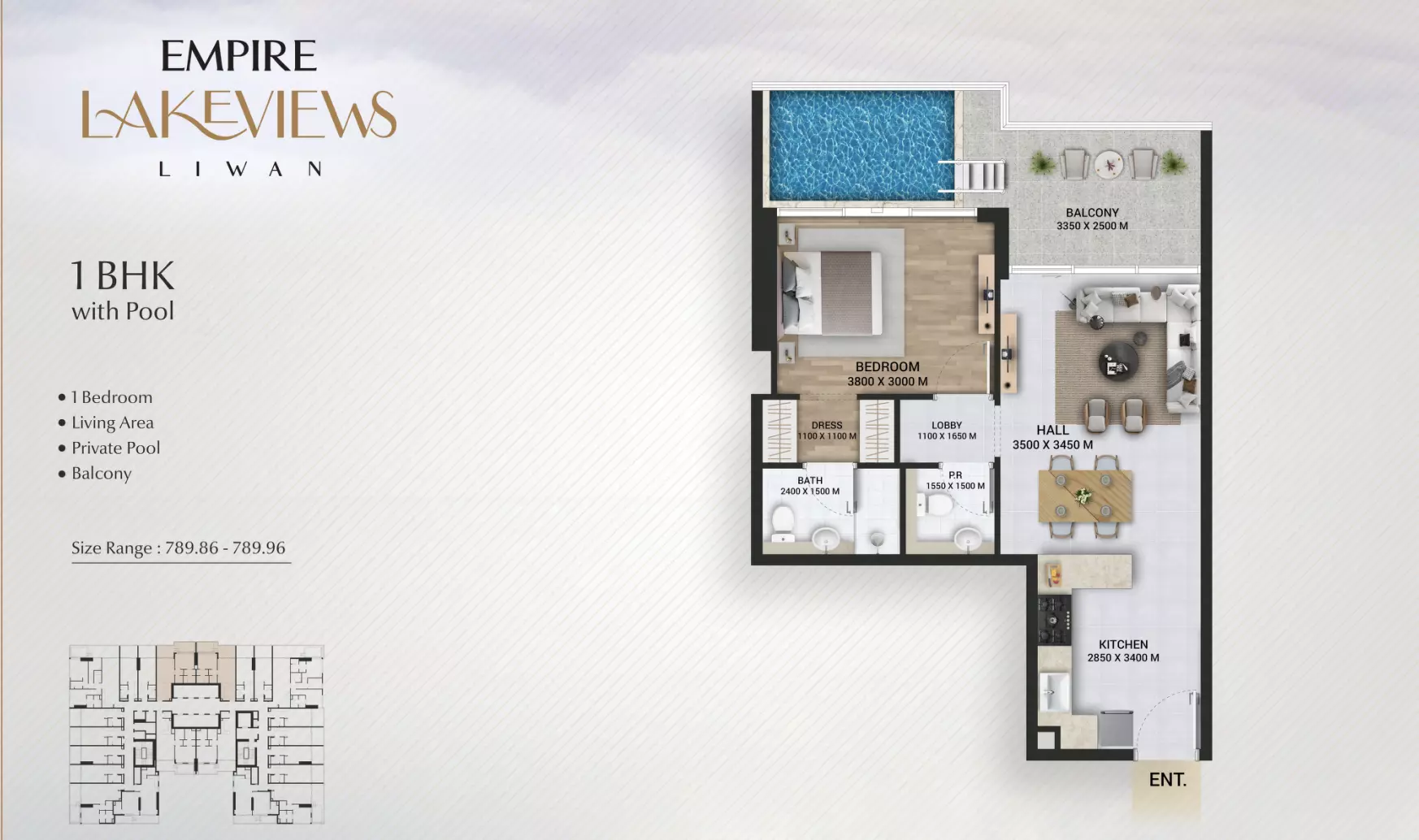 Empire Lake view Type F, 1 bed