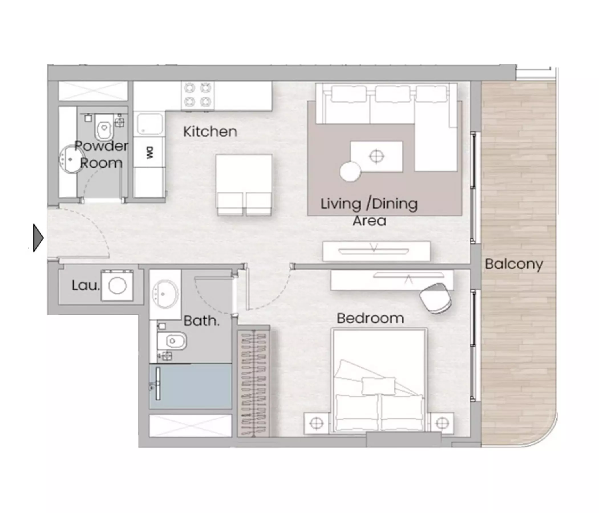One Beverly Type C, 1 bed