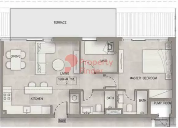 Oxford Terraces By Iman Developers Type G + Maid, 1 bed