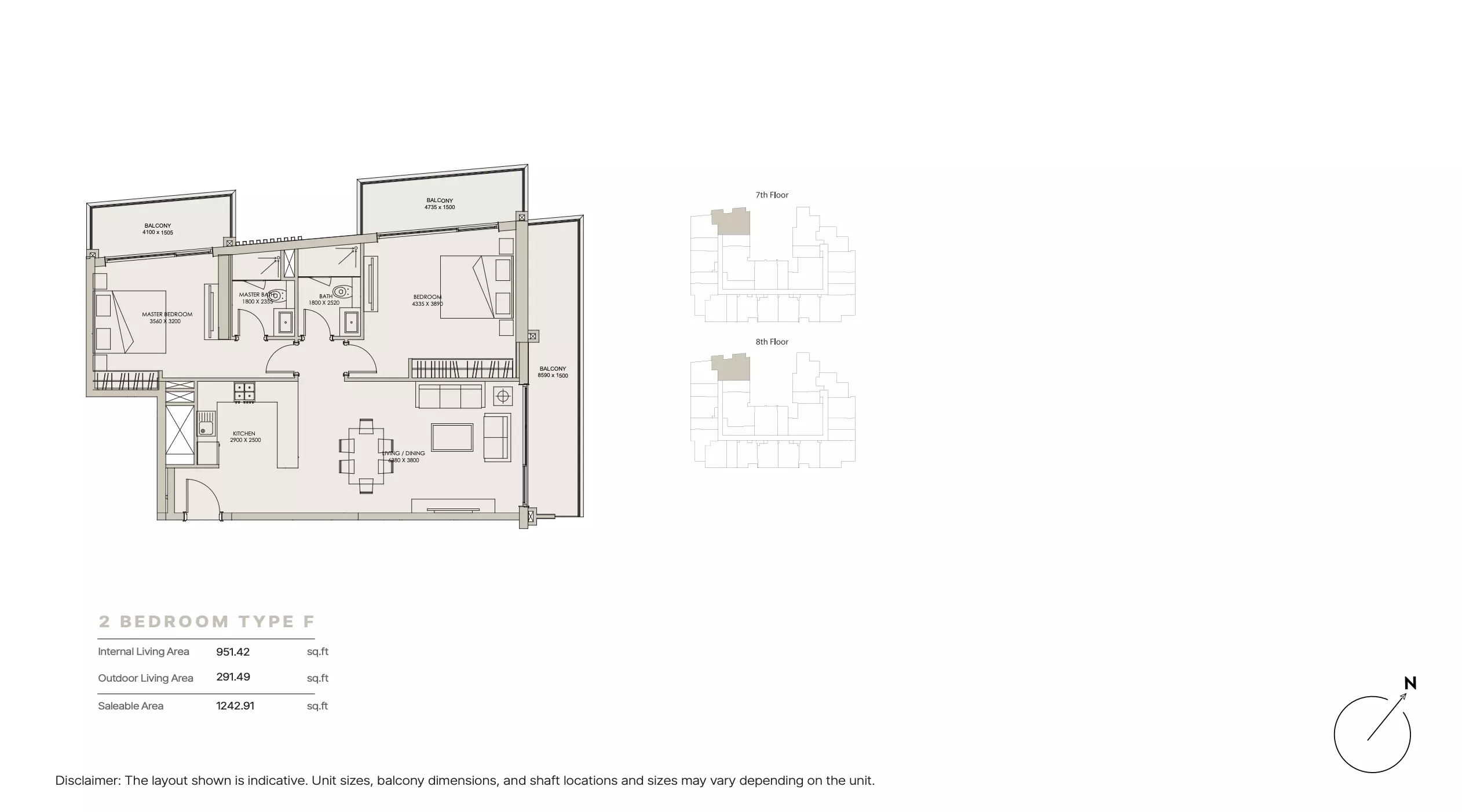 Nirvana Residence Type F, 2 beds