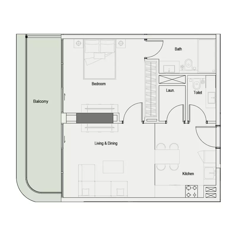 One Park Square Tyoe A, 1 bed