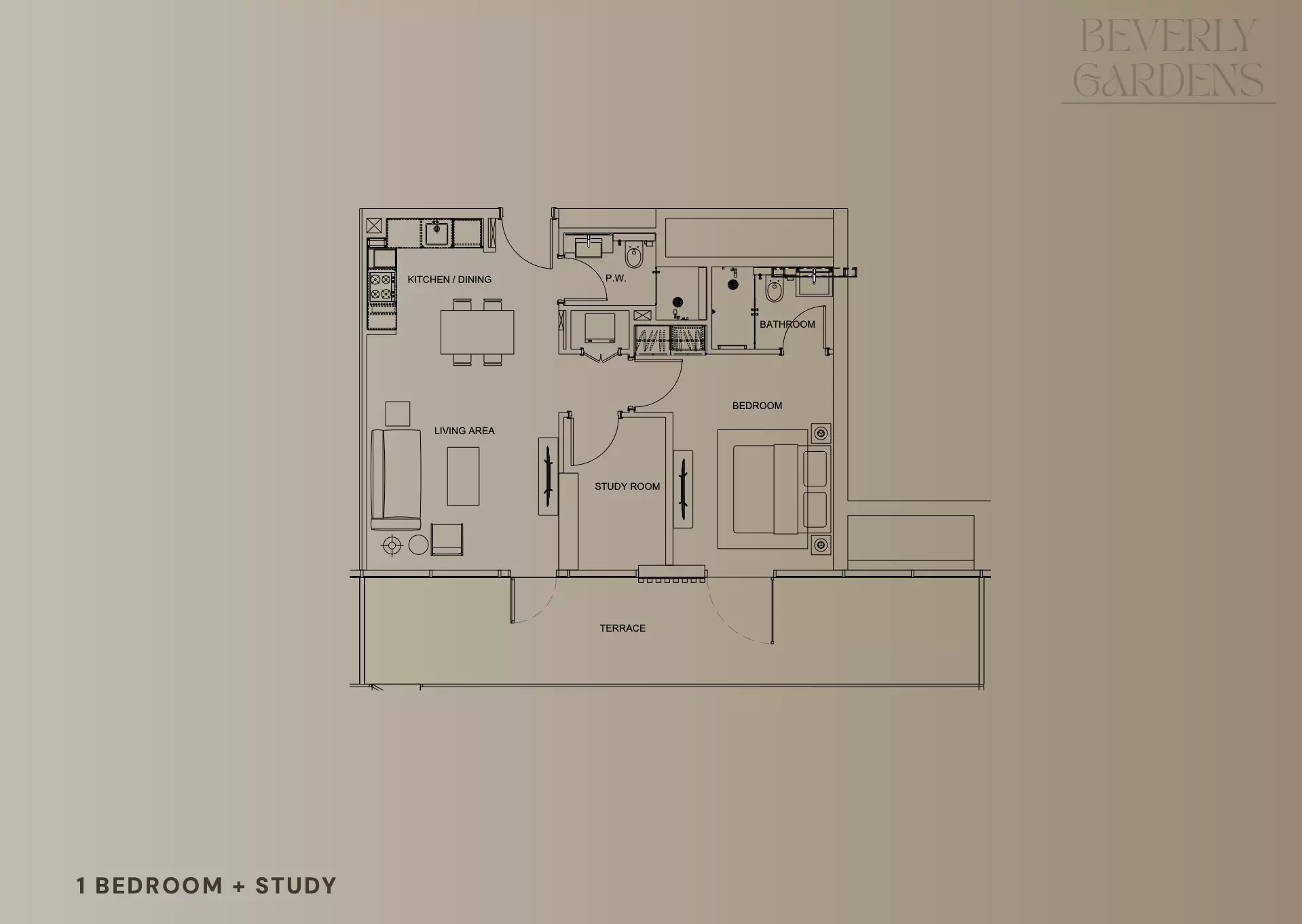 Beverly Gardens Type B, 1 bed