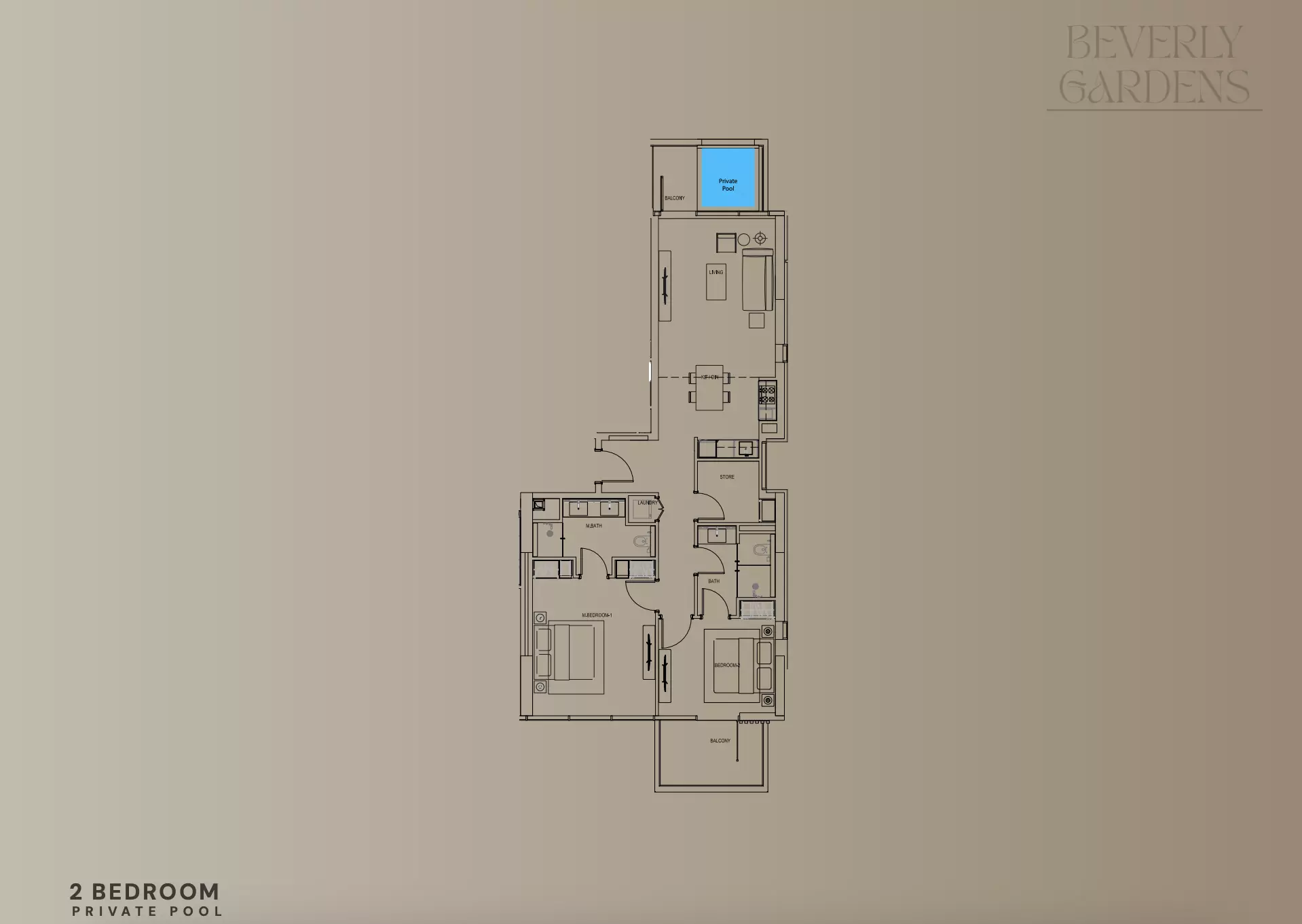 Beverly Gardens Type C, 2 beds