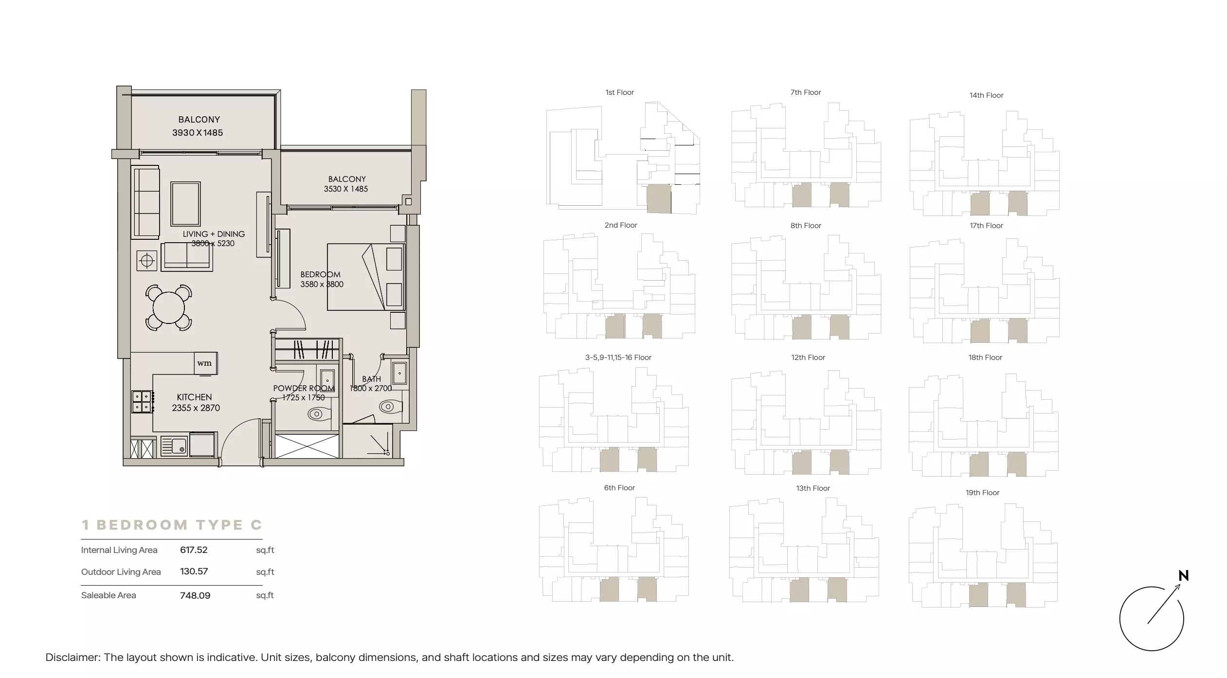 Nirvana Residence Type C, 1 bed