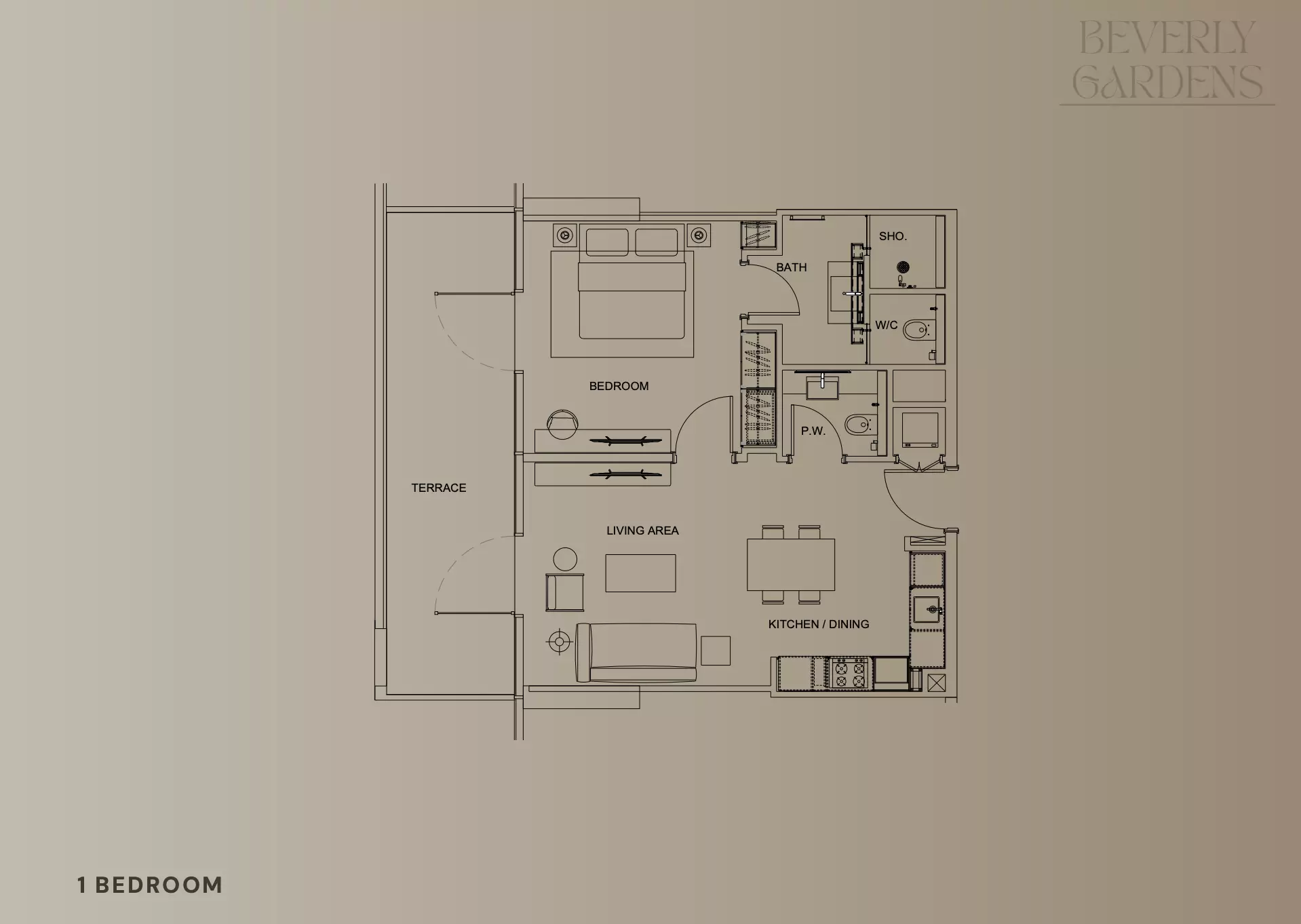 Beverly Gardens Type A, 1 bed