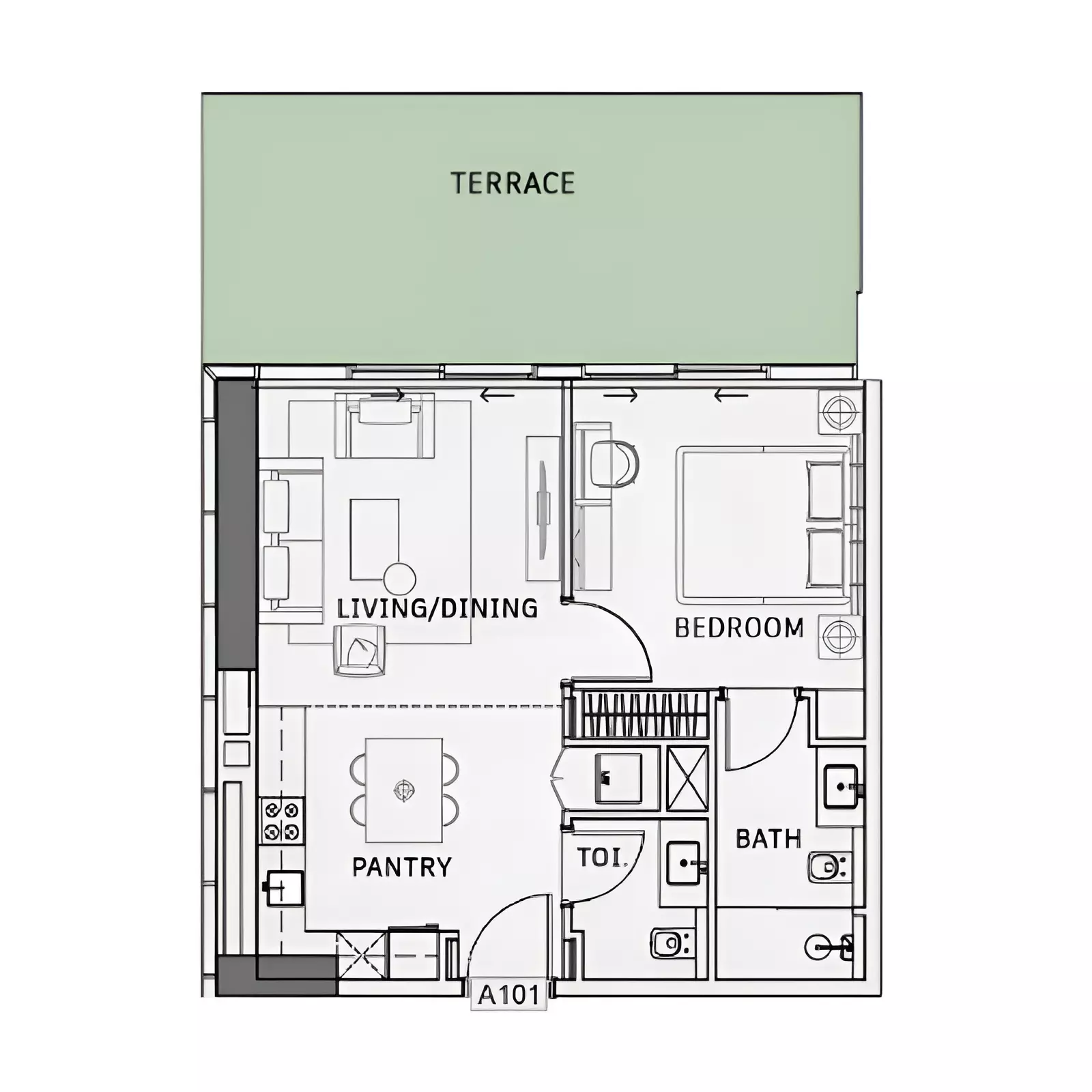 One Sky Park By Iman Developers Type A, 1 bed