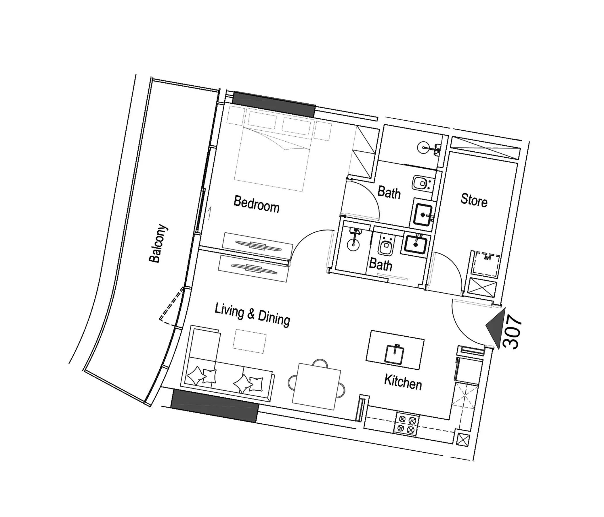 15 Cascade Type G, 1 bed