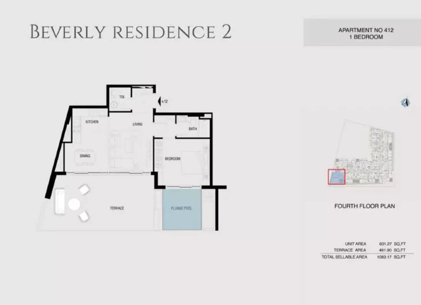 Beverly Residence Phase 2 By HMB Type 22, 1 bed