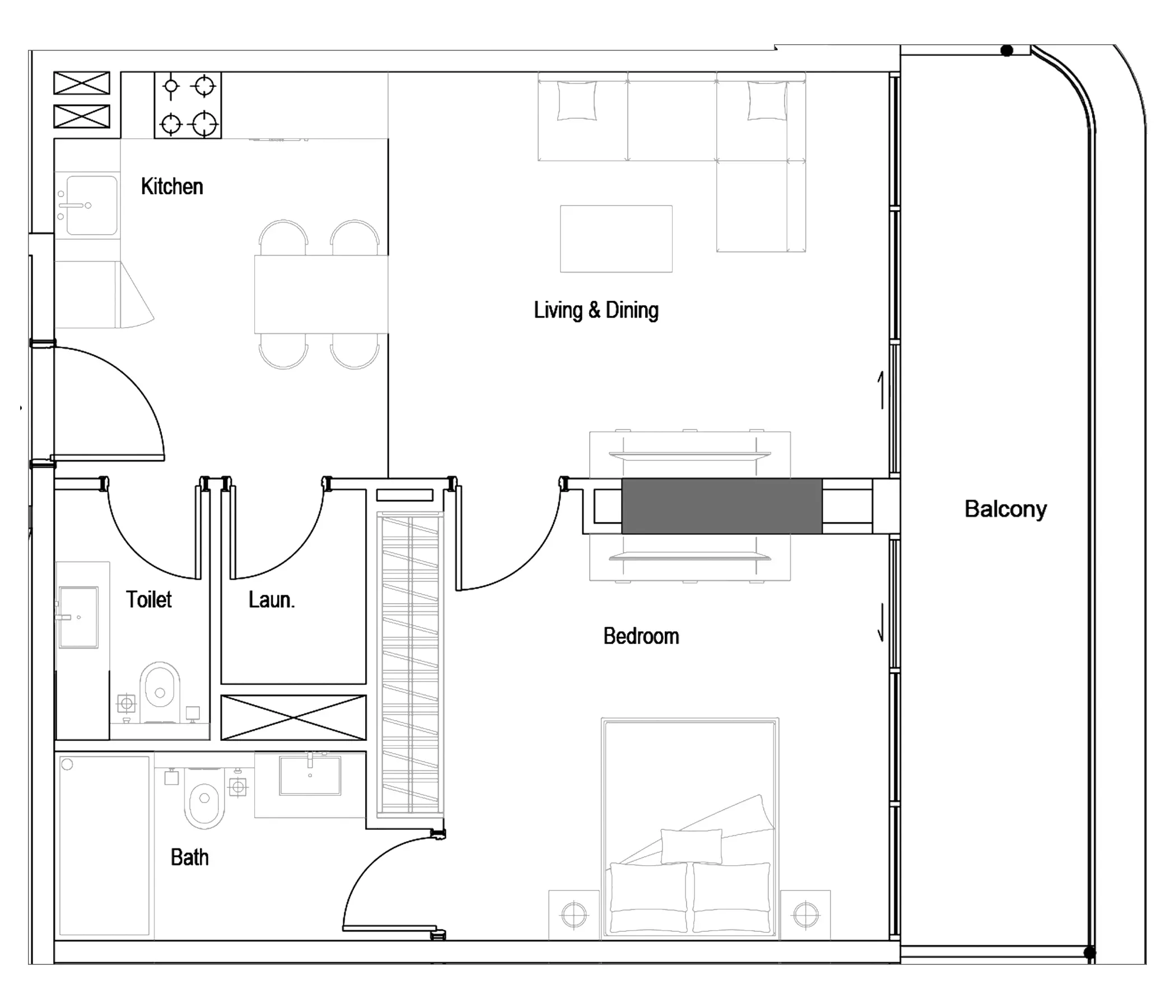 One Park Square Type D, 1 bed