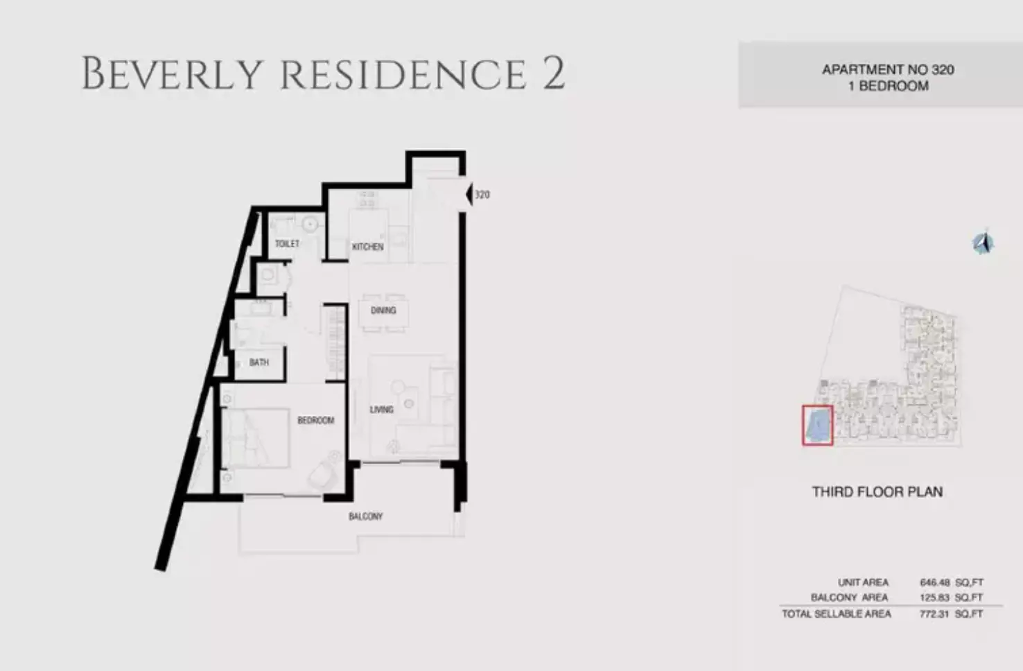 Beverly Residence Phase 2 By HMB Type 16, 1 bed