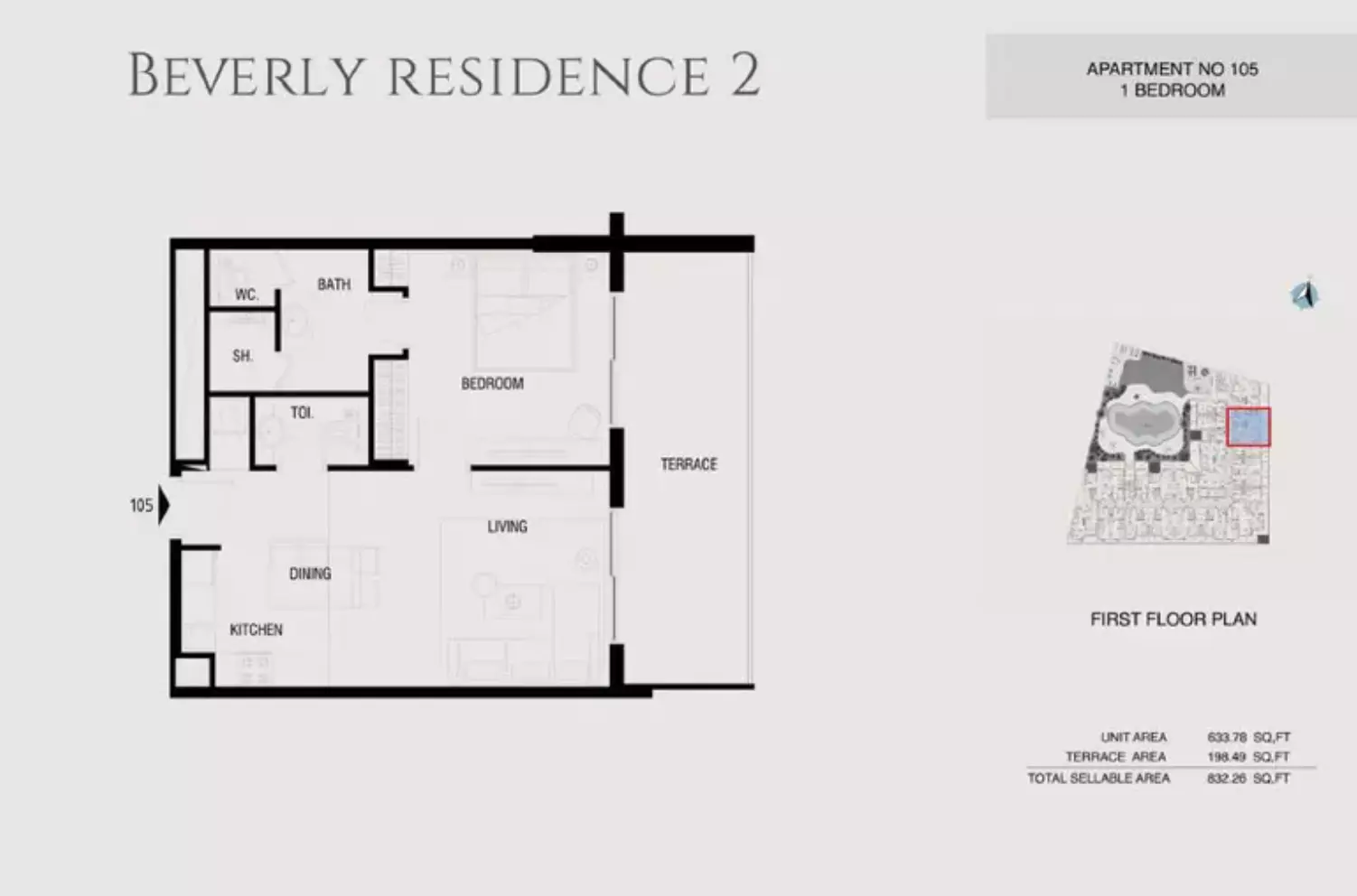Beverly Residence Phase 2 By HMB Type 3, 1 bed