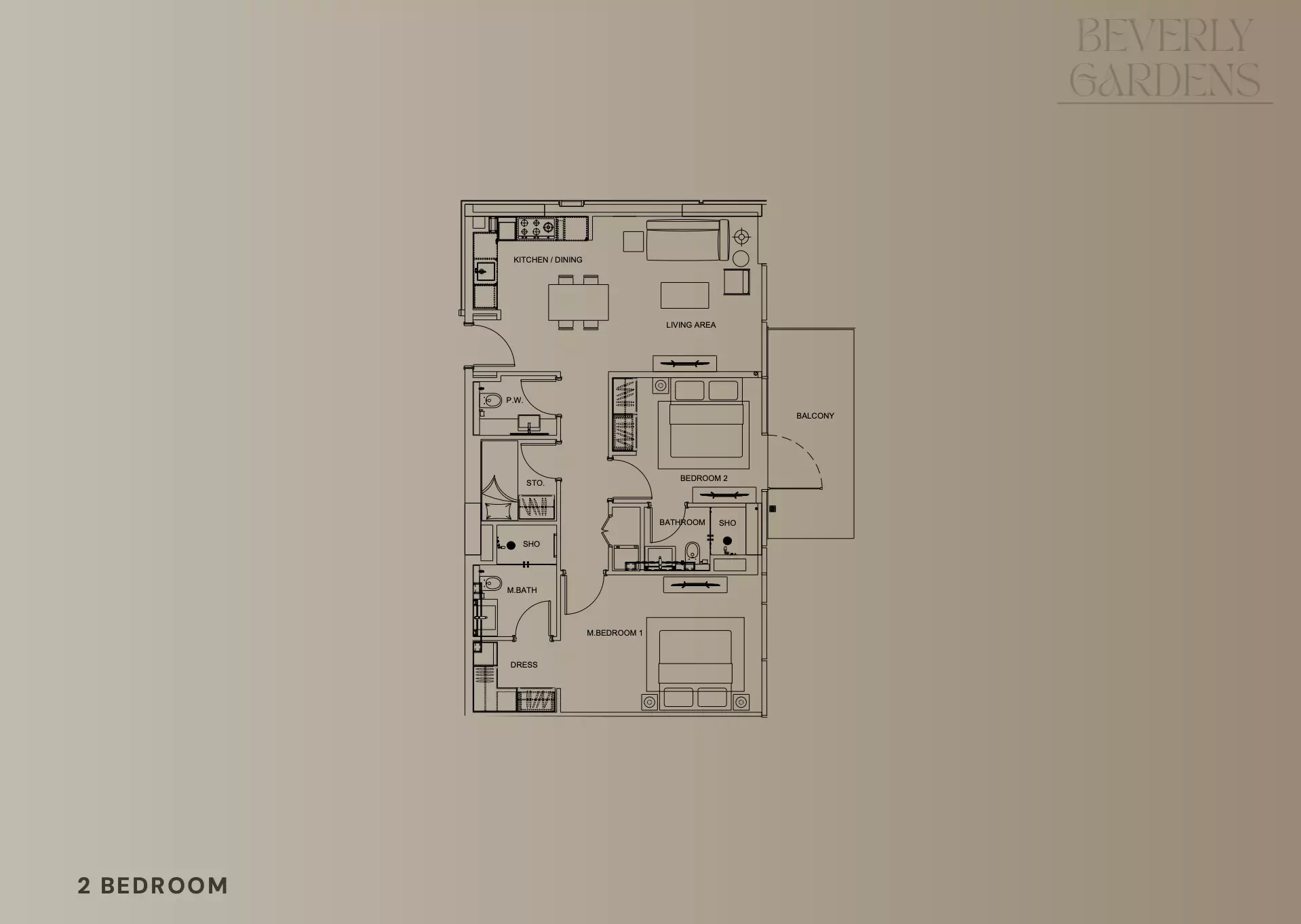 Beverly Gardens Type A, 2 beds