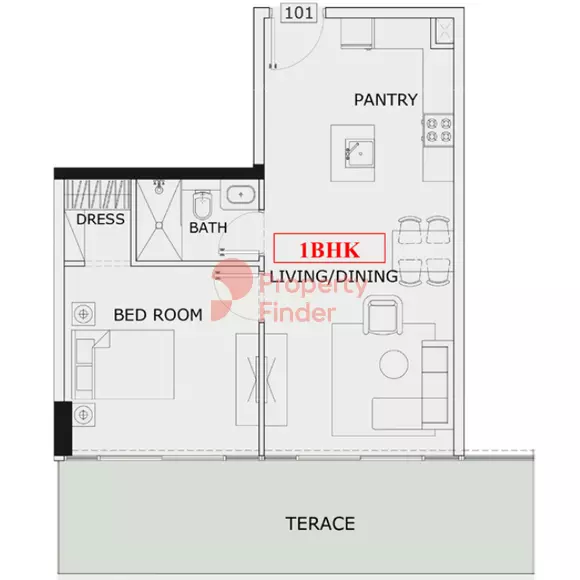 Gardens Phase 2 By Iman Type A, 1 bed