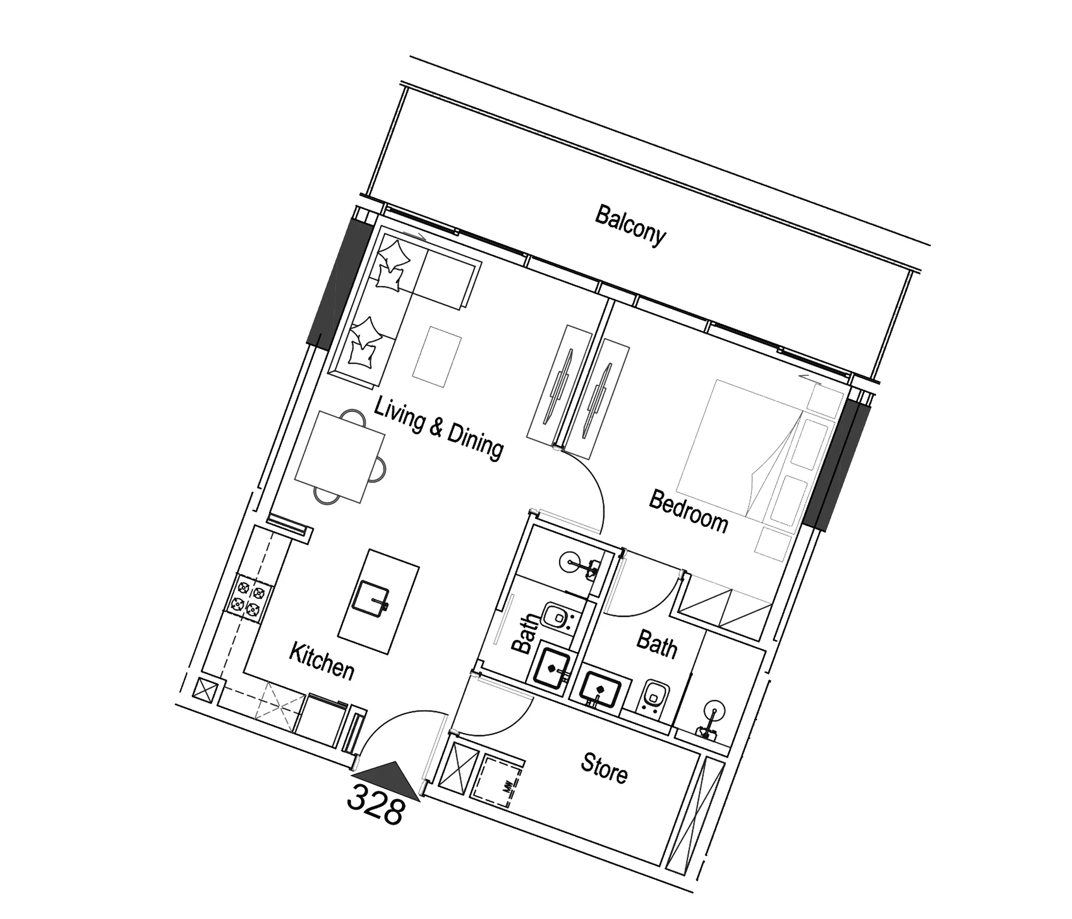 15 Cascade Type C, 1 bed