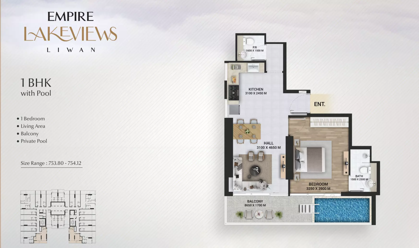 Empire Lake view Type B, 1 bed