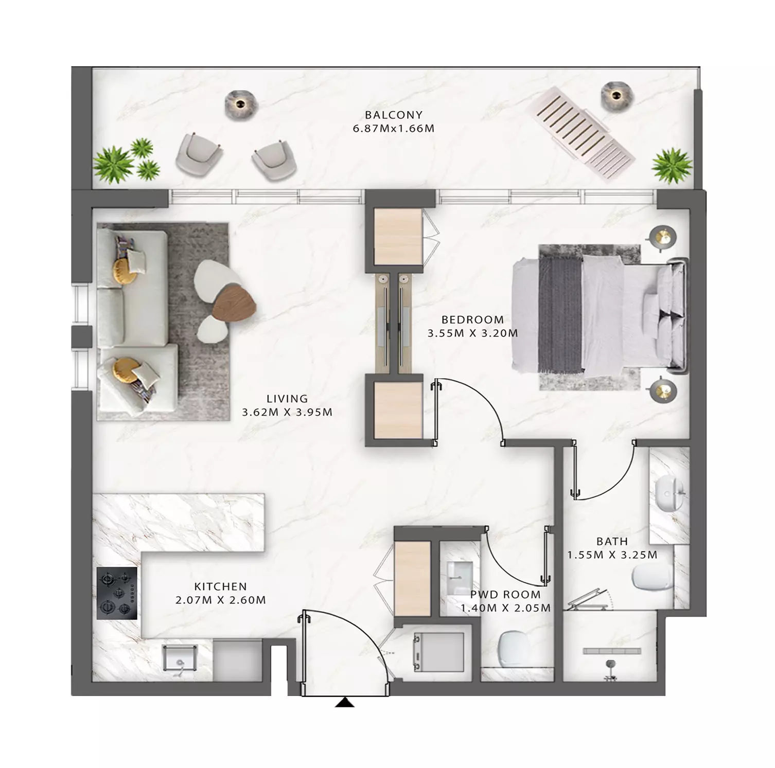 One Central Type D, 1 bed