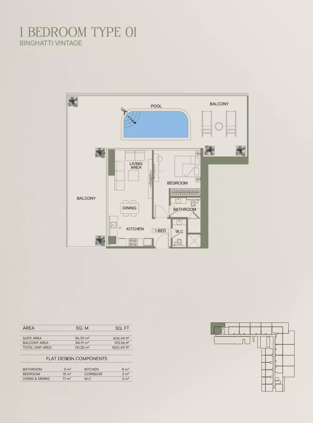 Binghatti Vintage Type 01, 1 bed