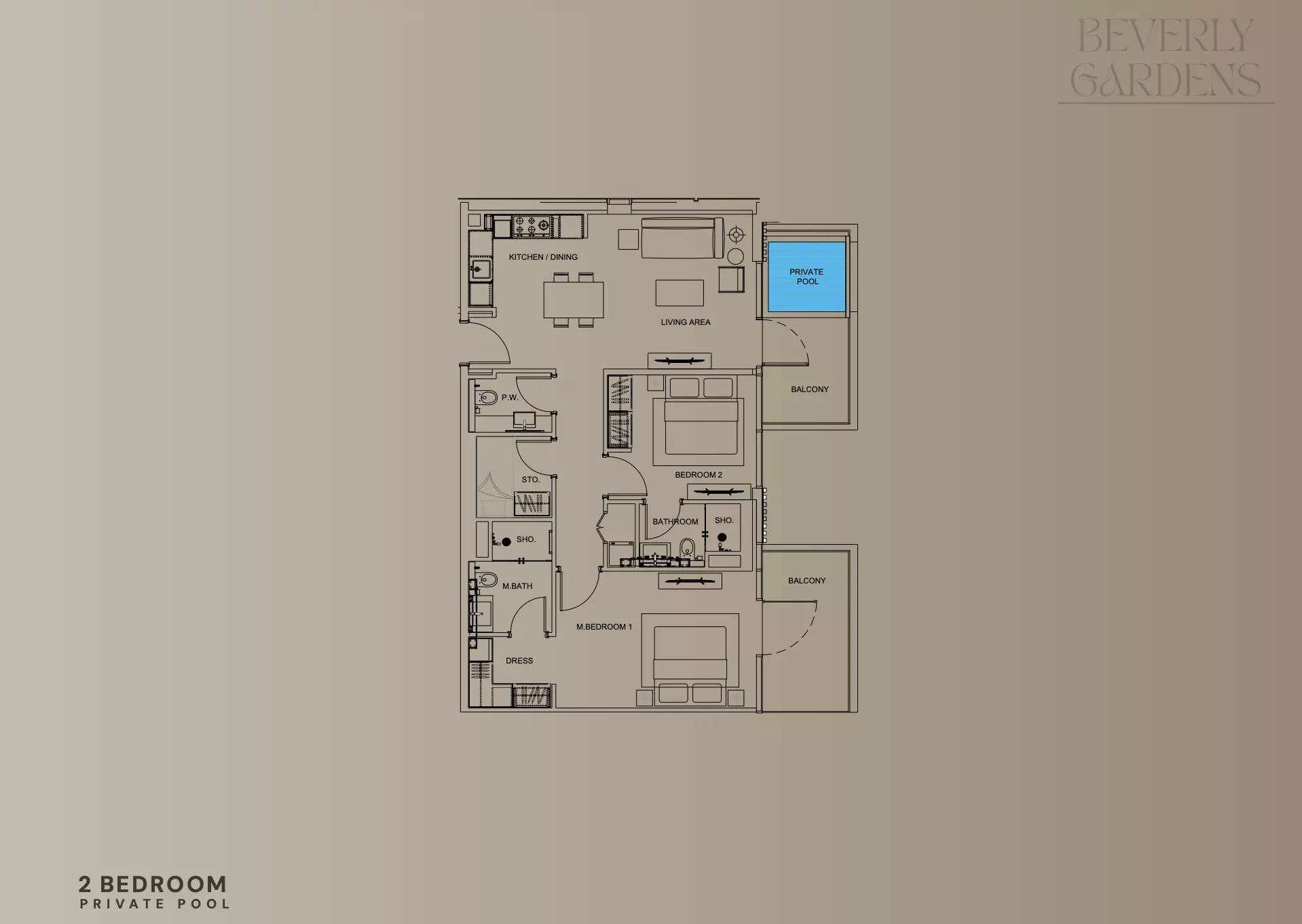 Beverly Gardens Type B, 2 beds