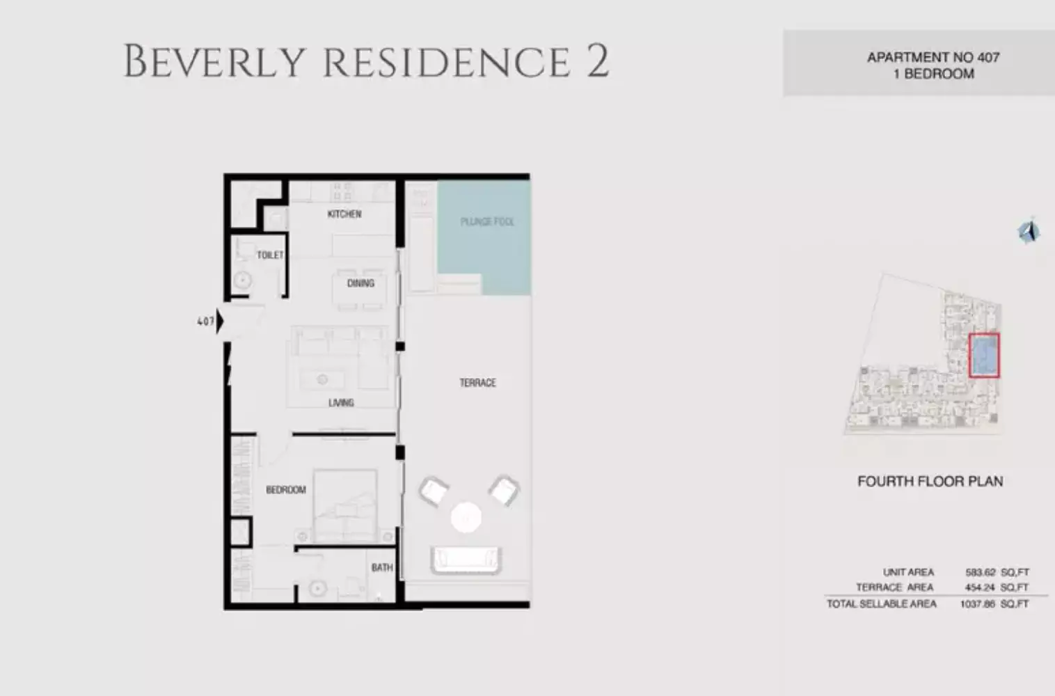 Beverly Residence Phase 2 By HMB Type 25, 1 bed