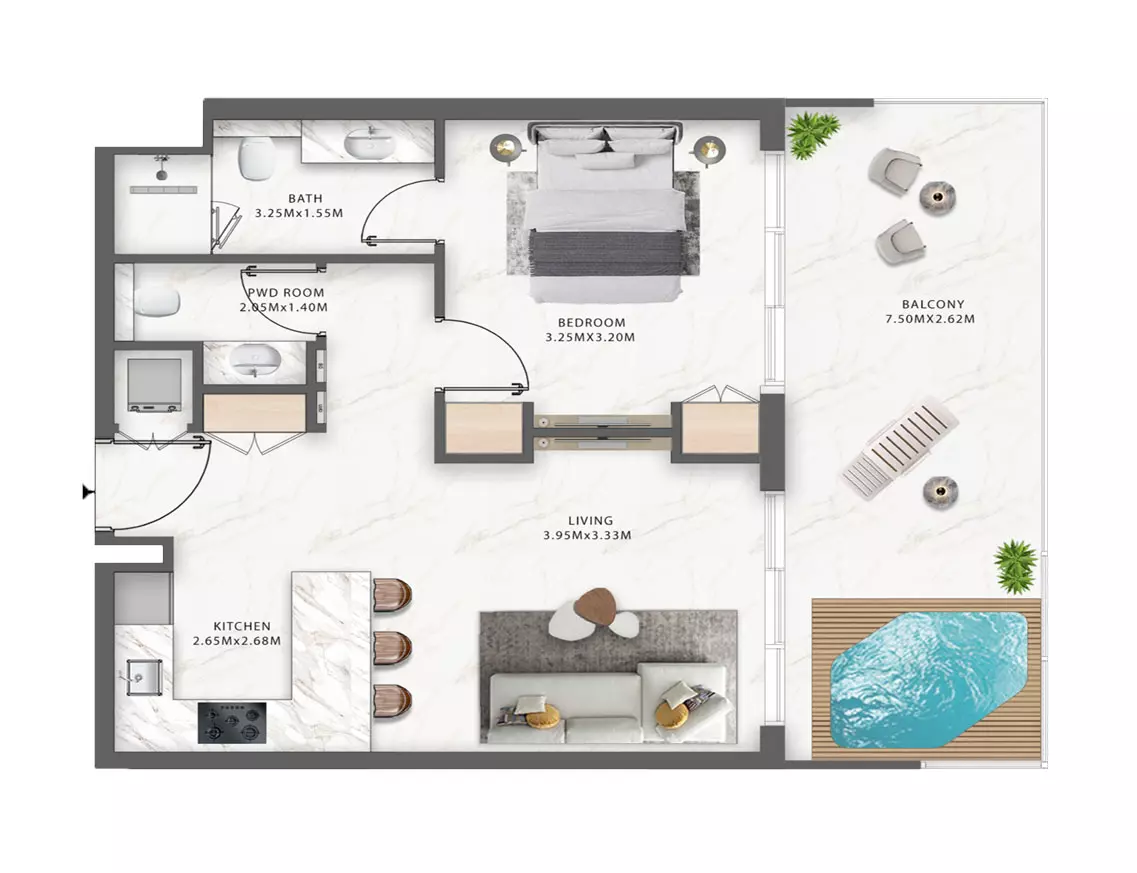 One Central Type C, 1 bed