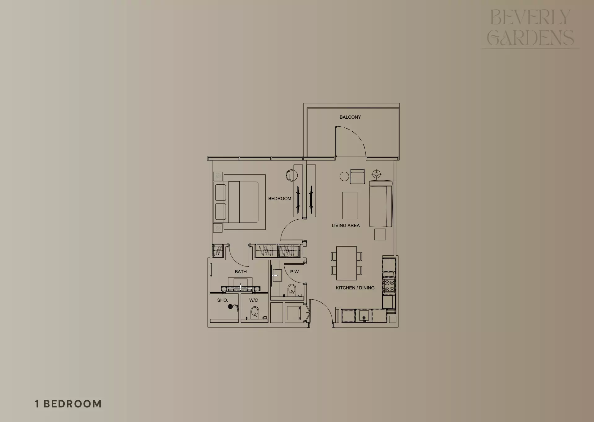 Beverly Gardens Type D, 1 bed