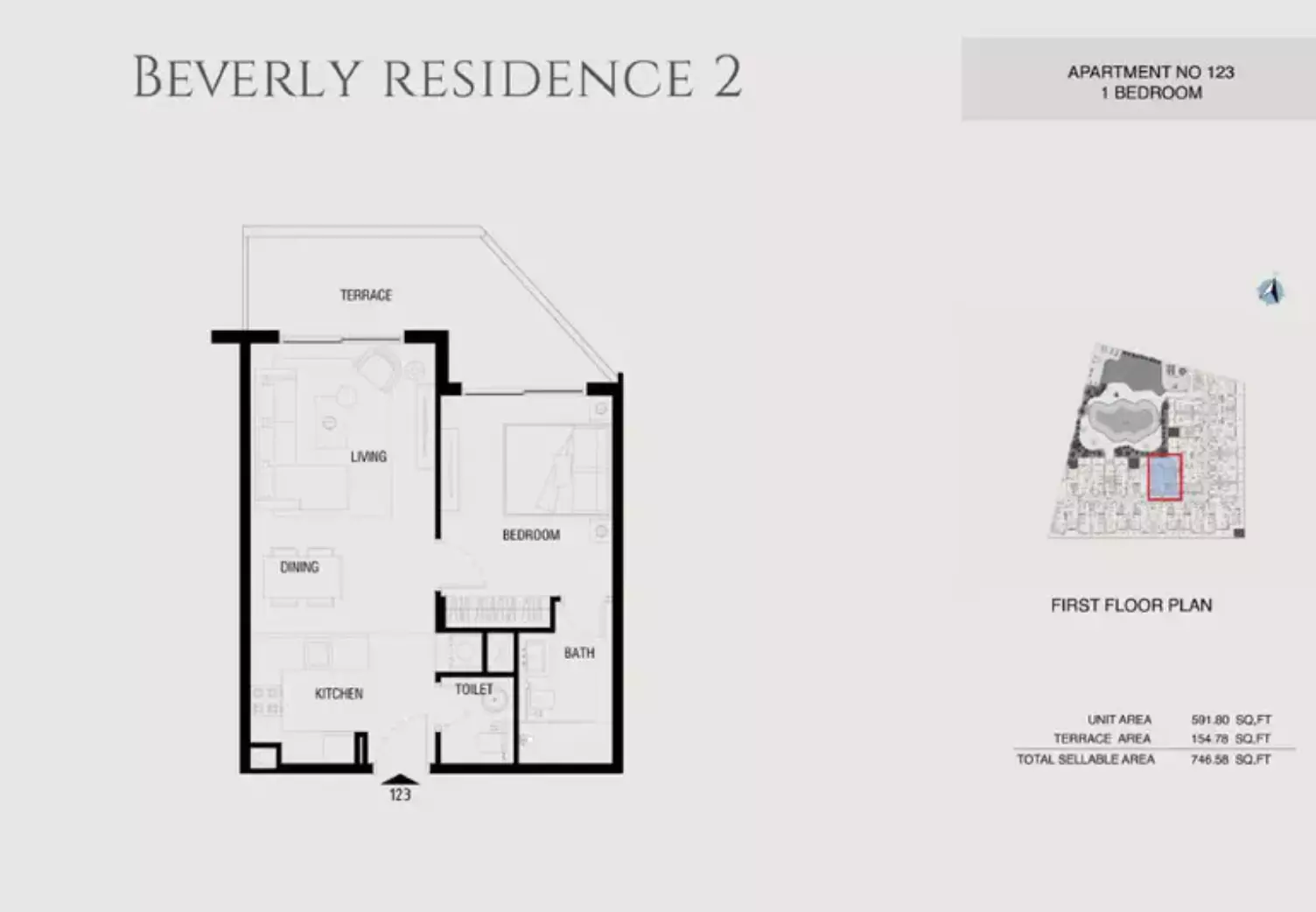 Beverly Residence Phase 2 By HMB Type 7, 1 bed