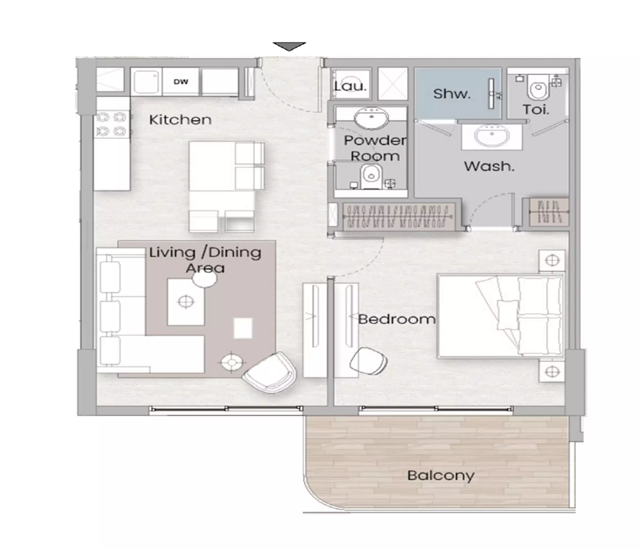 One Beverly Type E, 1 bed