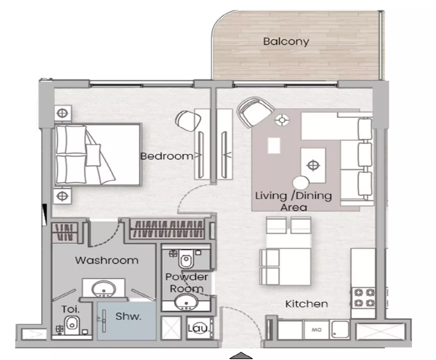 One Beverly Type F, 1 bed
