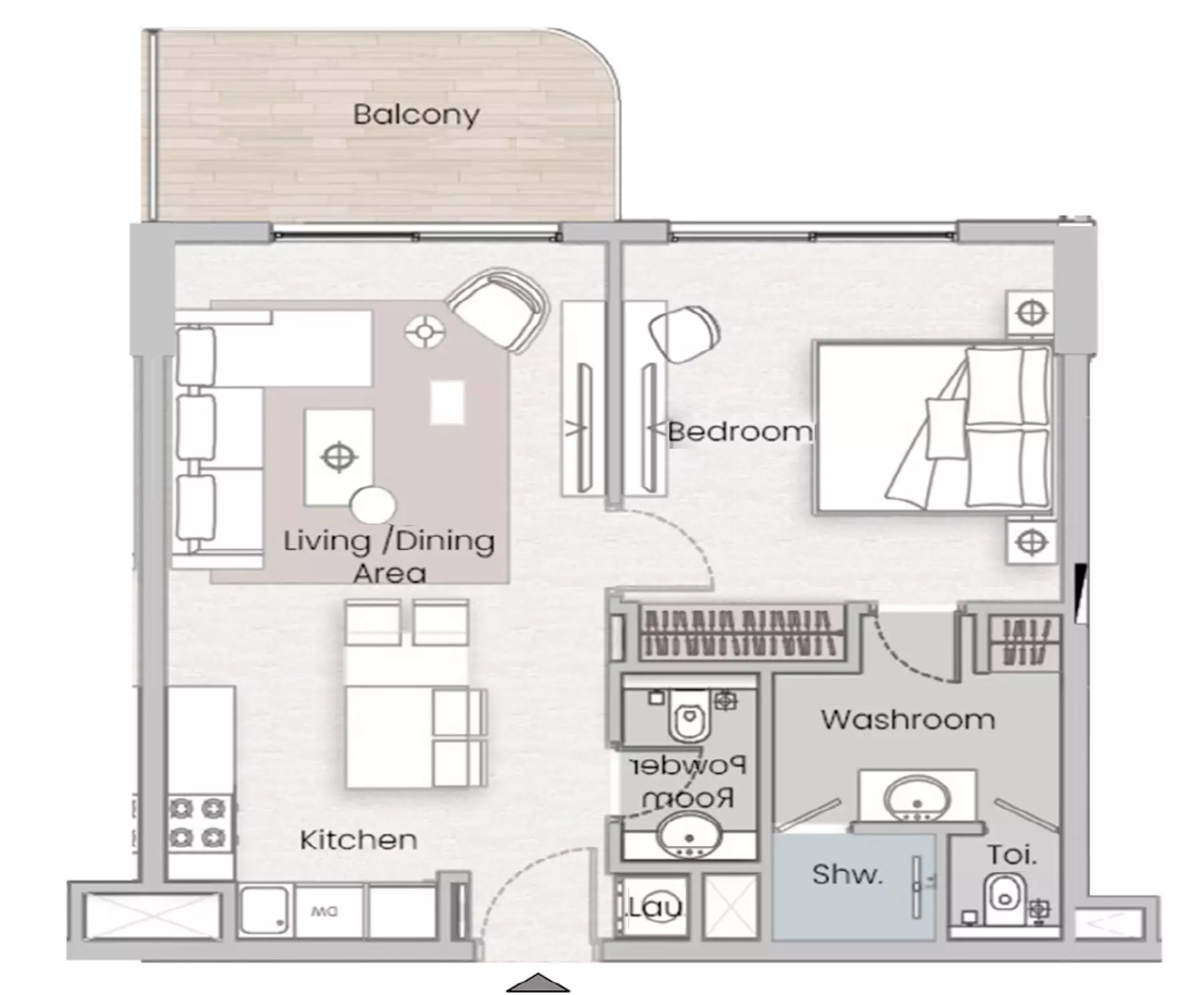 One Beverly Type B, 1 bed