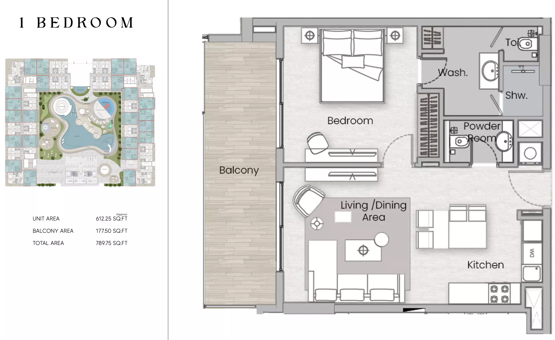 One Beverly Type A, 1 bed