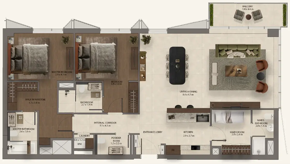 Sei Saadiyat Type 1+Maid, 2 beds
