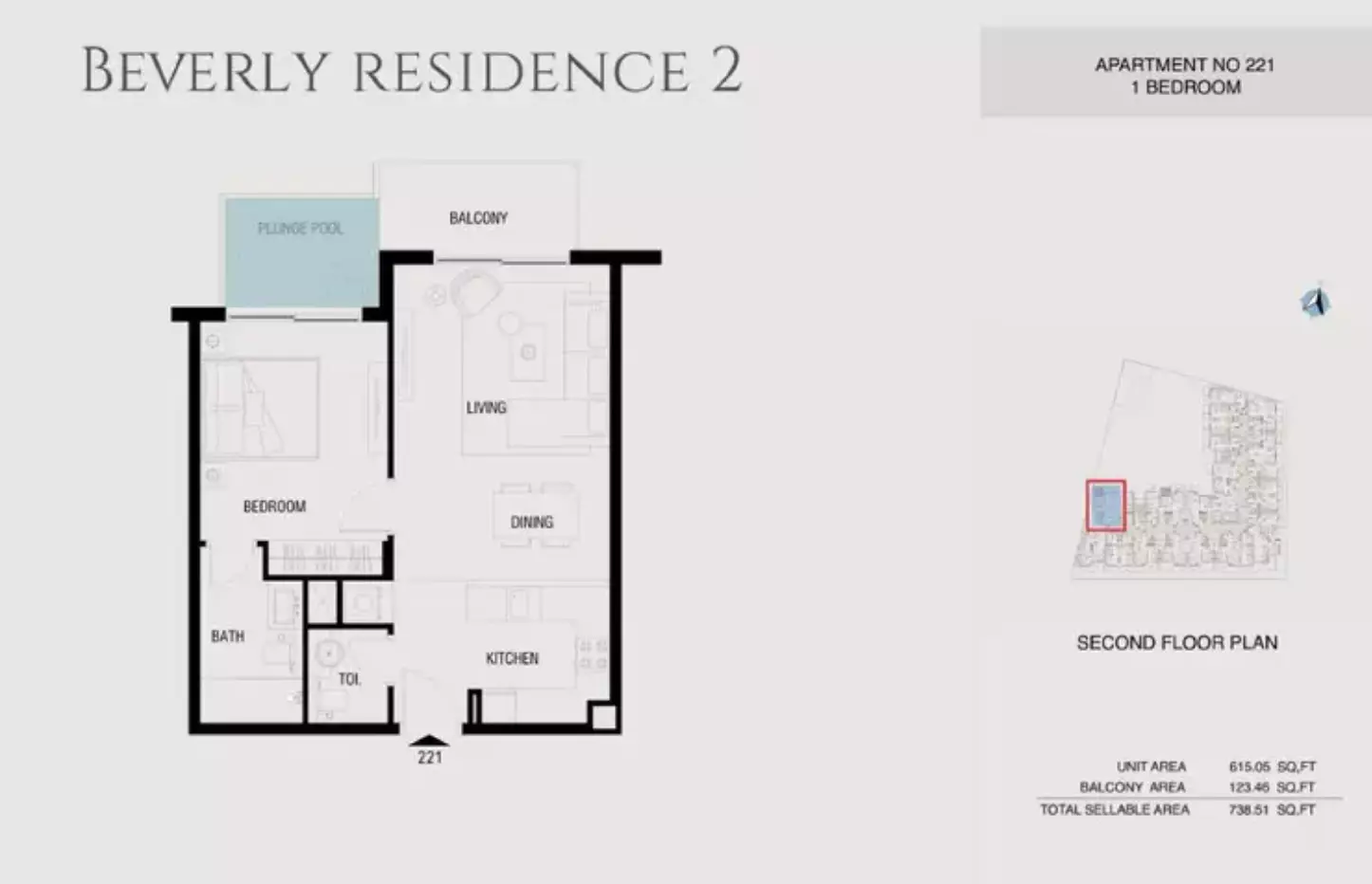 Beverly Residence Phase 2 By HMB Type 28, 1 bed