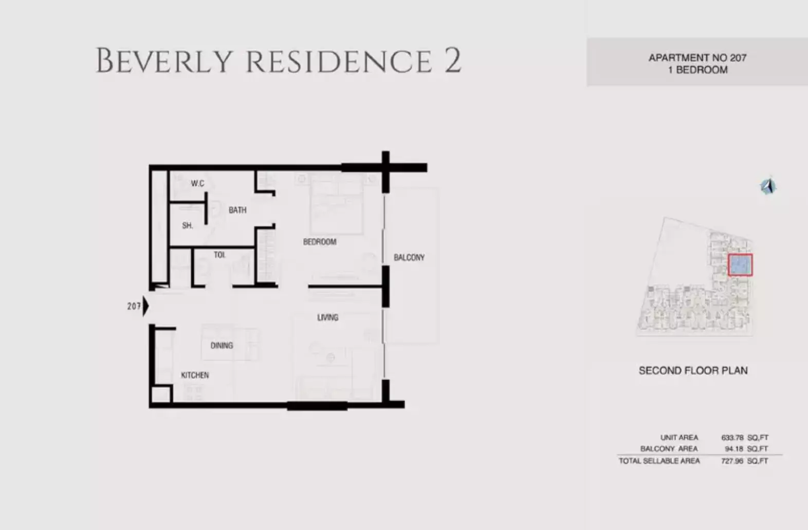 Beverly Residence Phase 2 By HMB Type 10, 1 bed