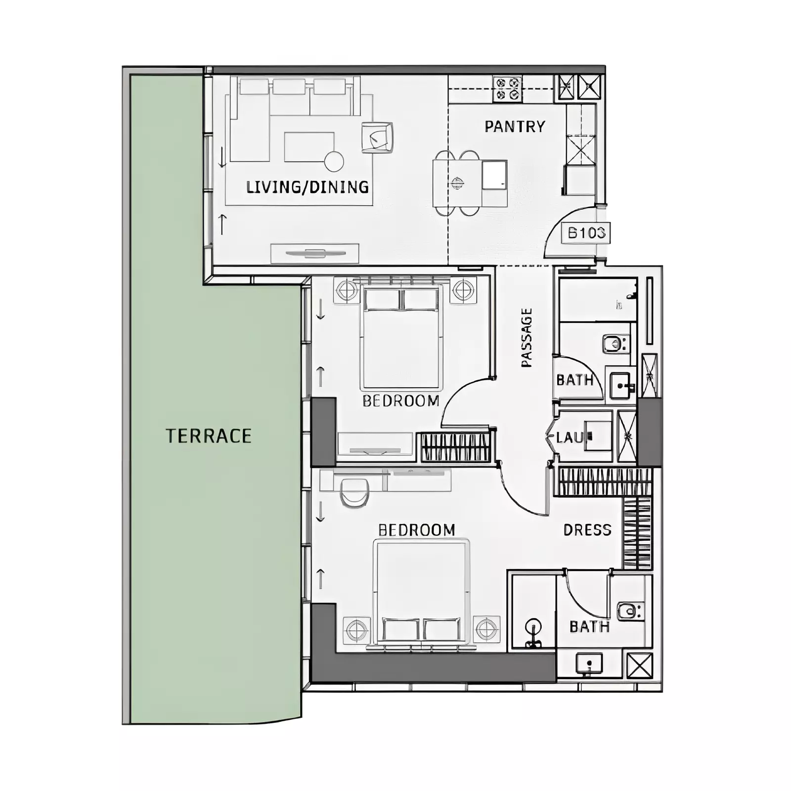 One Sky Park By Iman Developers Type A, 2 beds