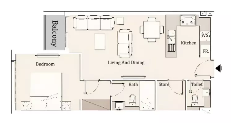 Maison Elysee Phase 3 By Pantheon Type 1, 1 bed