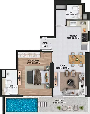 Empire Lake view Type G, 1 bed