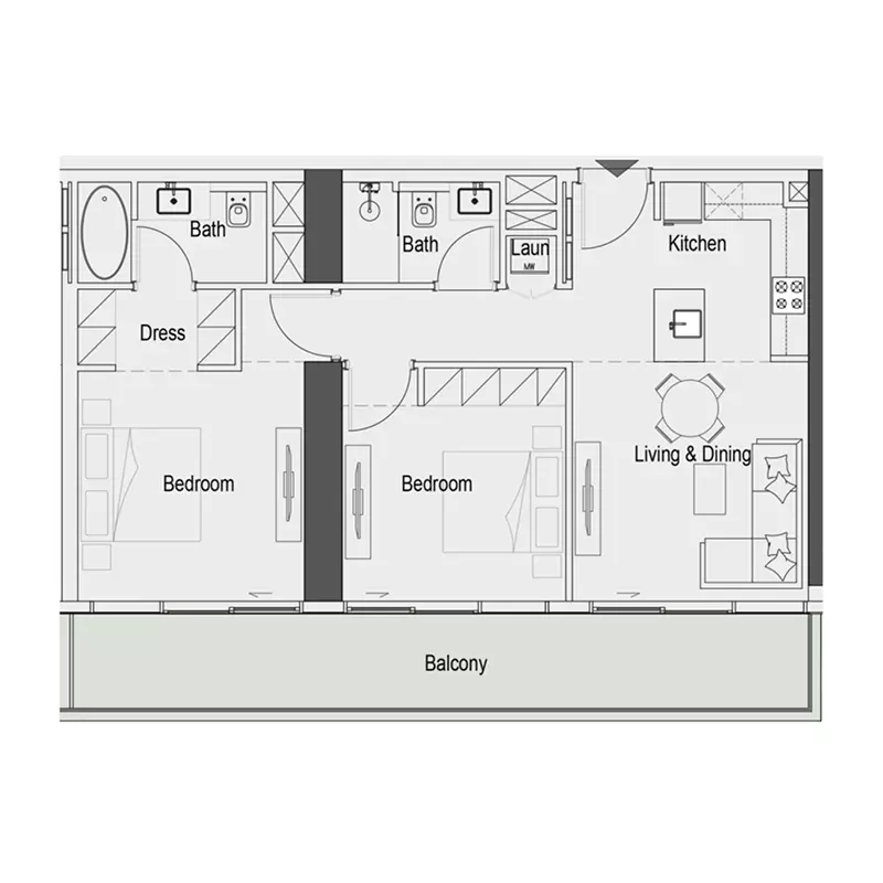 Sierra by Iman Type A, 2 beds