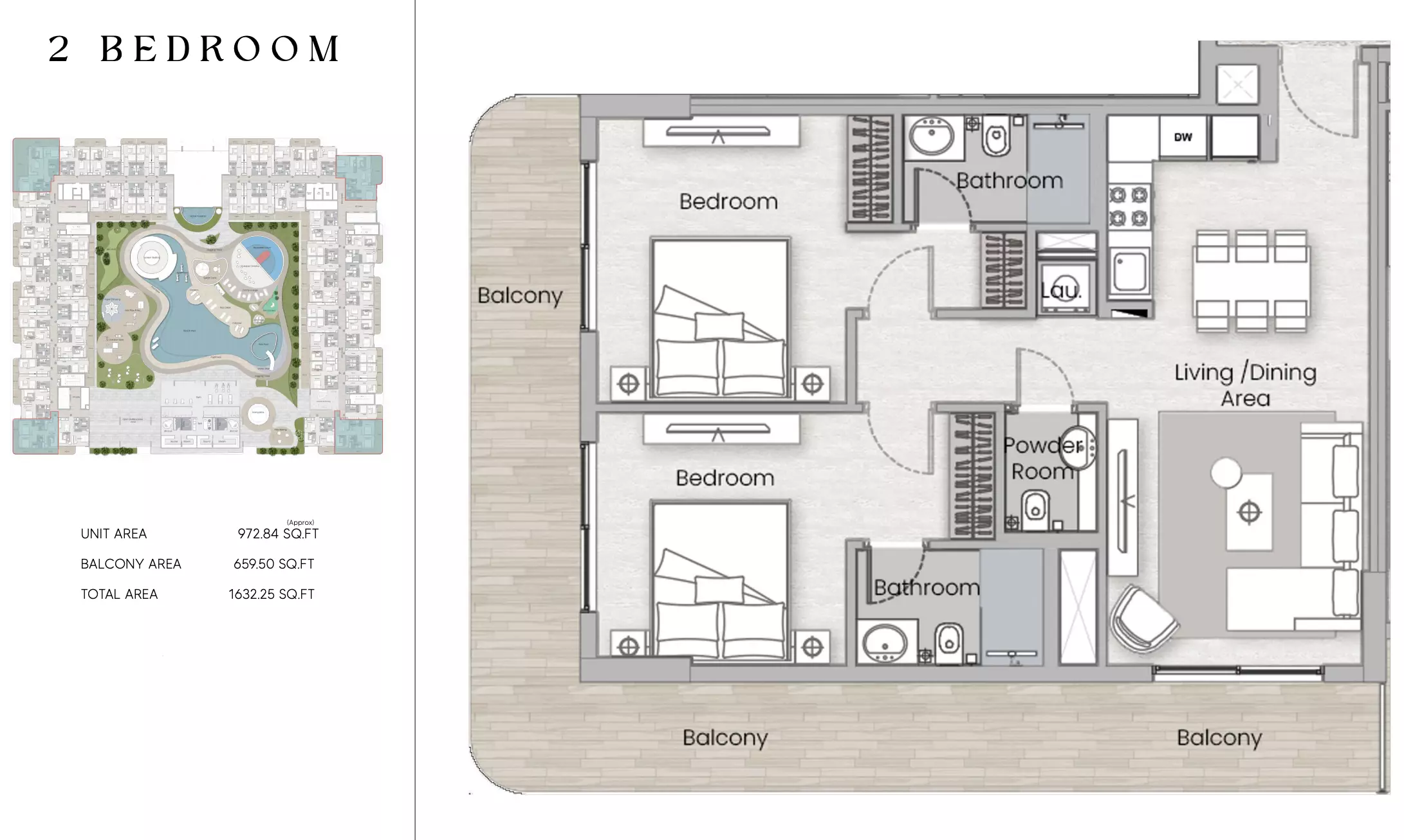 One Beverly Type A, 2 beds