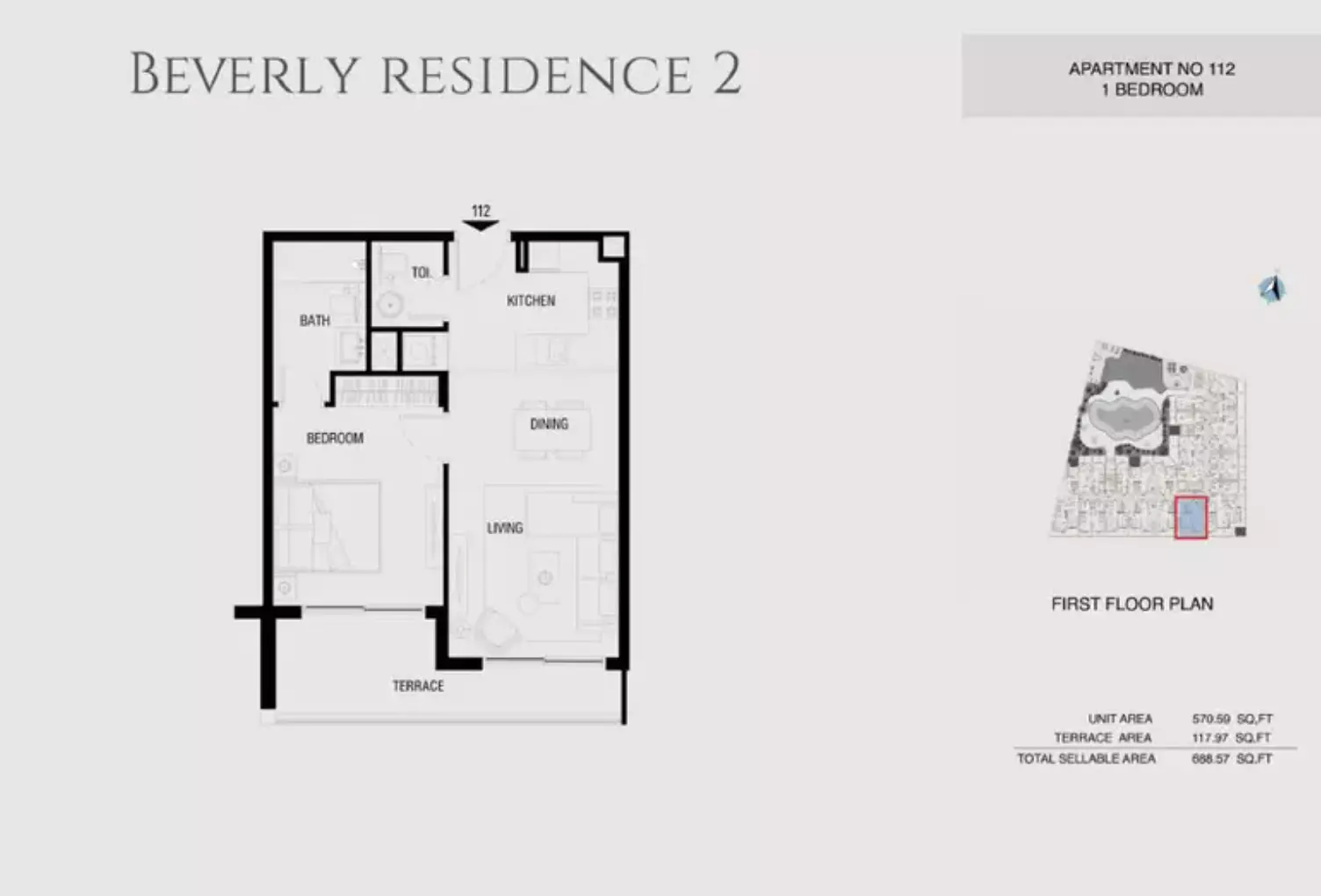 Beverly Residence Phase 2 By HMB Type 5, 1 bed