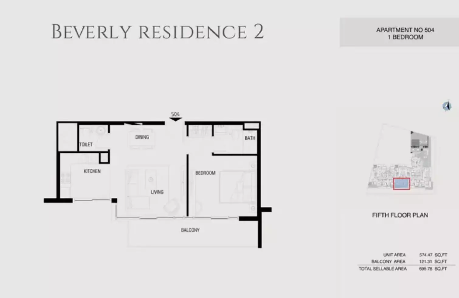 Beverly Residence Phase 2 By HMB Type 19, 1 bed