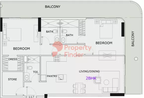 Gardens Phase 2 By Iman Type A, 2 beds